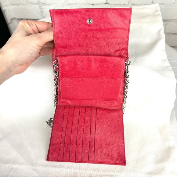 Prada watermelon pink nylon compact wallet on chain crossbody bag - Picture 5 of 15